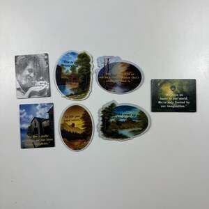 Bob Ross Happy Little Magnets Set of 7 Mini Landscape Quote Magnets